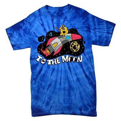 Bitcoin To The Moon Rocket Tie-Dye T-Shirt