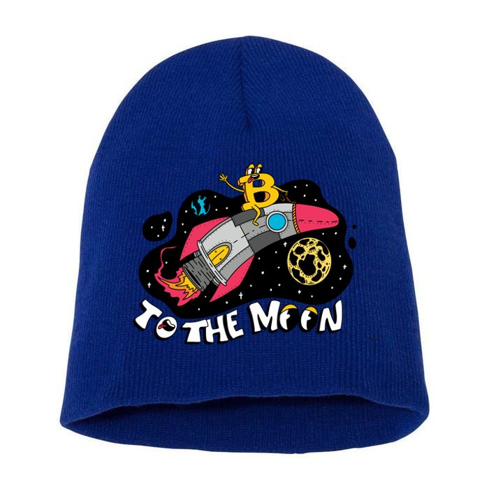 Bitcoin To The Moon Rocket Short Acrylic Beanie