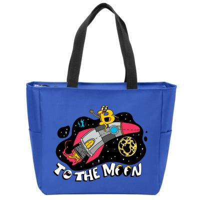Bitcoin To The Moon Rocket Zip Tote Bag