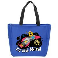 Bitcoin To The Moon Rocket Zip Tote Bag