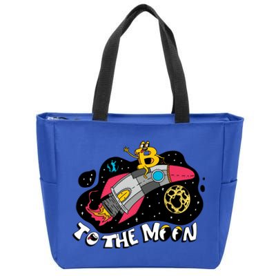 Bitcoin To The Moon Rocket Zip Tote Bag