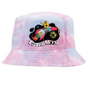 Bitcoin To The Moon Rocket Tie-Dyed Bucket Hat