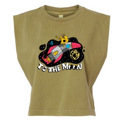 Bitcoin To The Moon Rocket Garment-Dyed Women's Muscle Tee