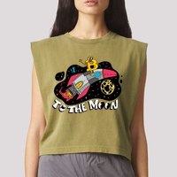 Bitcoin To The Moon Rocket Garment-Dyed Women's Muscle Tee