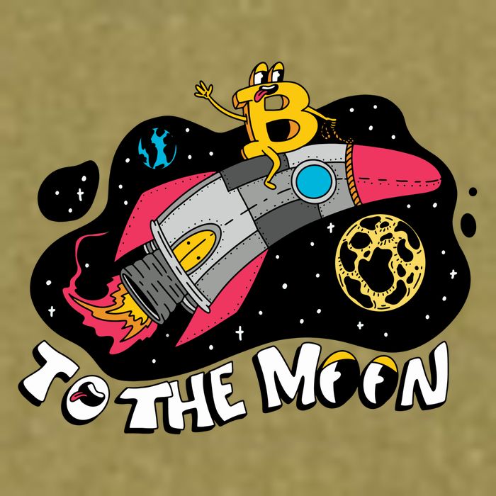 Bitcoin To The Moon Rocket Garment-Dyed Women's Muscle Tee