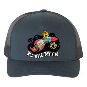 Bitcoin To The Moon Rocket Yupoong Adult 5-Panel Trucker Hat