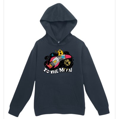 Bitcoin To The Moon Rocket Urban Pullover Hoodie