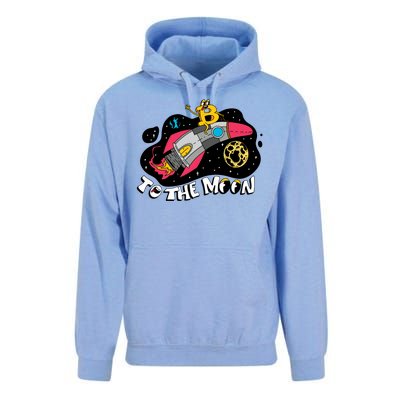 Bitcoin To The Moon Rocket Unisex Surf Hoodie