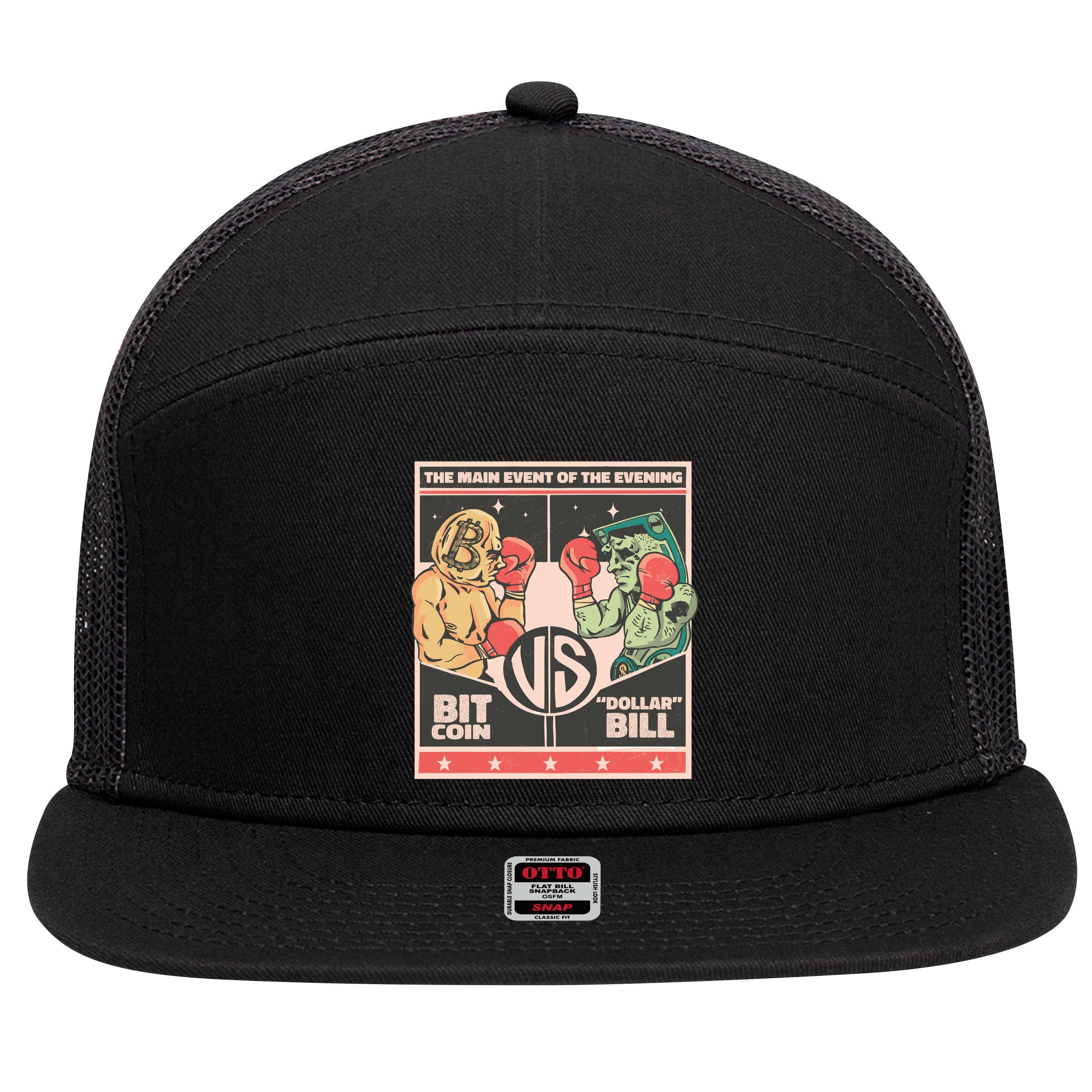 Bitcoin Vs Dollar 7 Panel Mesh Trucker Snapback Hat