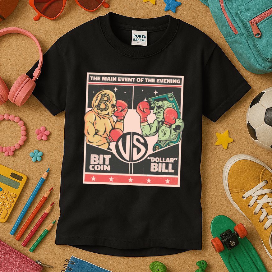 Bitcoin Vs Dollar Kids T-Shirt