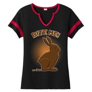 Bite Me! Chocolate Easter Bunny Ladies Halftime Notch Neck Tee