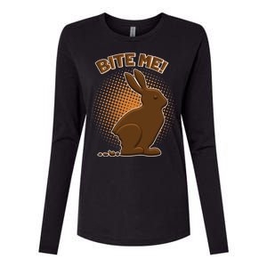 Bite Me! Chocolate Easter Bunny Womens Cotton Relaxed Long Sleeve T-Shirt