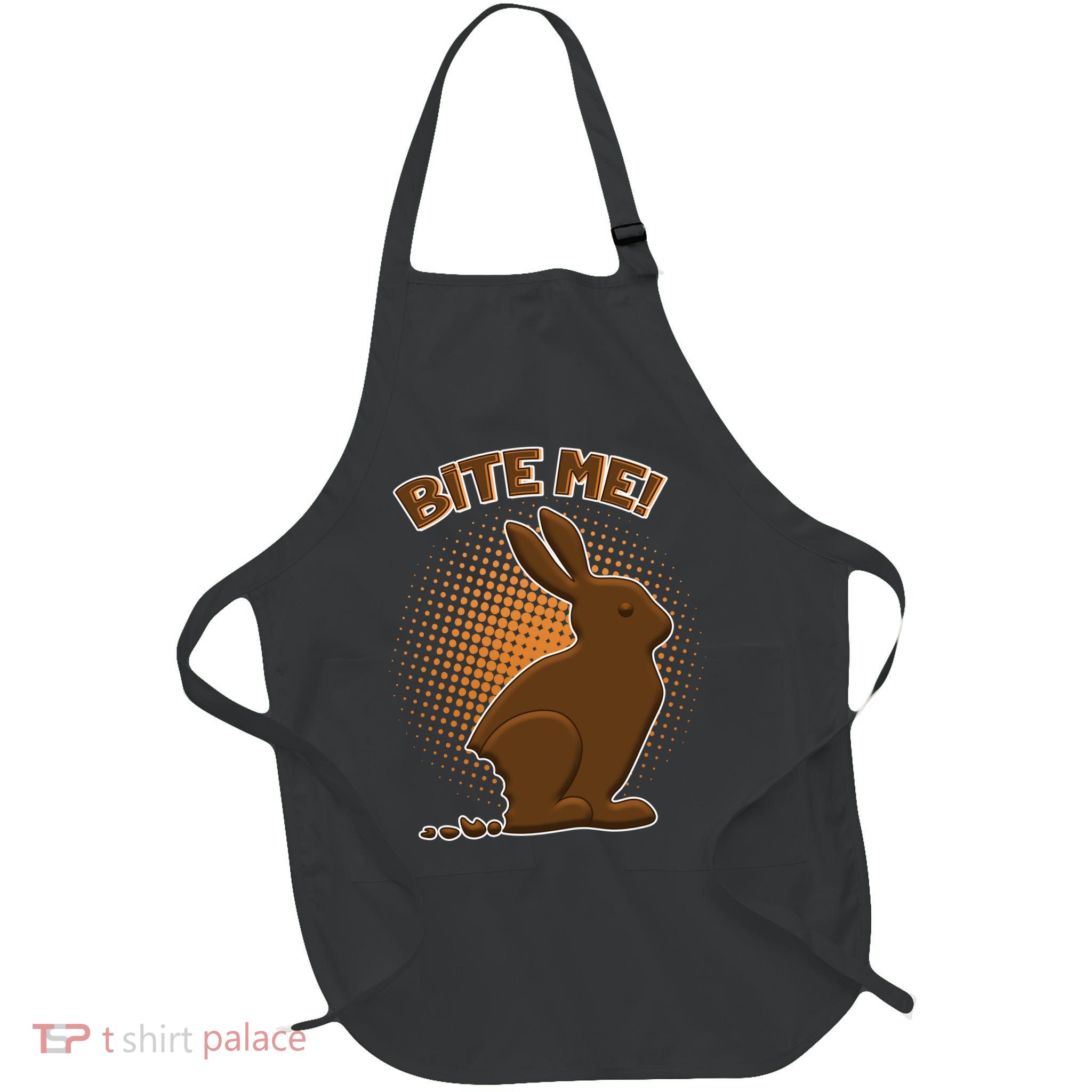 Bite Me! Chocolate Easter Bunny Full-Length Apron With Pockets