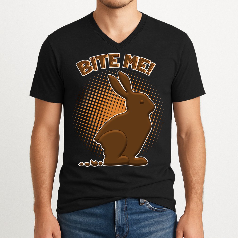 Bite Me! Chocolate Easter Bunny V-Neck T-Shirt