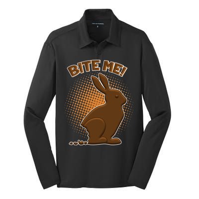 Bite Me! Chocolate Easter Bunny Silk Touch Performance Long Sleeve Polo