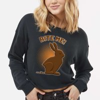 Bite Me! Chocolate Easter Bunny Cropped Pullover Crew