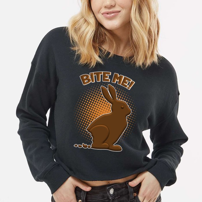 Bite Me! Chocolate Easter Bunny Cropped Pullover Crew
