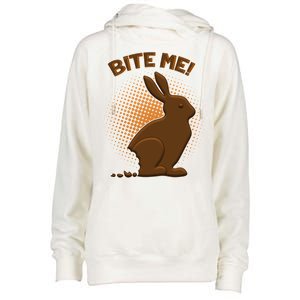 Bite Me! Chocolate Easter Bunny Womens Funnel Neck Pullover Hood