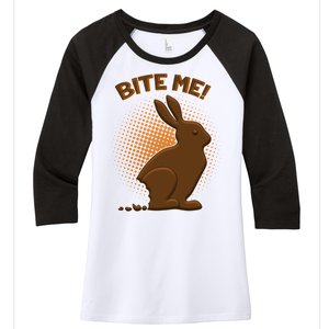 Bite Me! Chocolate Easter Bunny Women's Tri-Blend 3/4-Sleeve Raglan Shirt