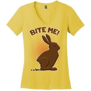 Bite Me! Chocolate Easter Bunny Women's V-Neck T-Shirt