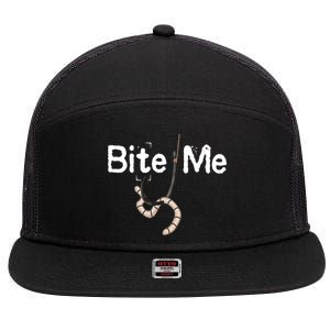 Bite Me Fish Hook 7 Panel Mesh Trucker Snapback Hat