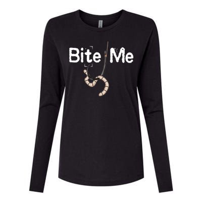 Bite Me Fish Hook Womens Cotton Relaxed Long Sleeve T-Shirt