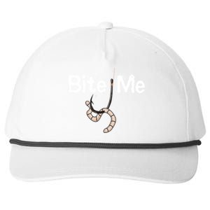 Bite Me Fish Hook Snapback Five-Panel Rope Hat