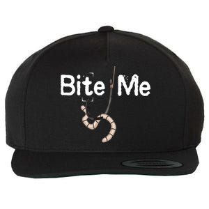 Bite Me Fish Hook Wool Snapback Cap