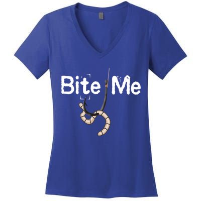 Bite Me Fish Hook Women's V-Neck T-Shirt