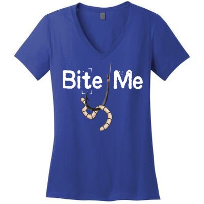 Bite Me Fish Hook Women's V-Neck T-Shirt