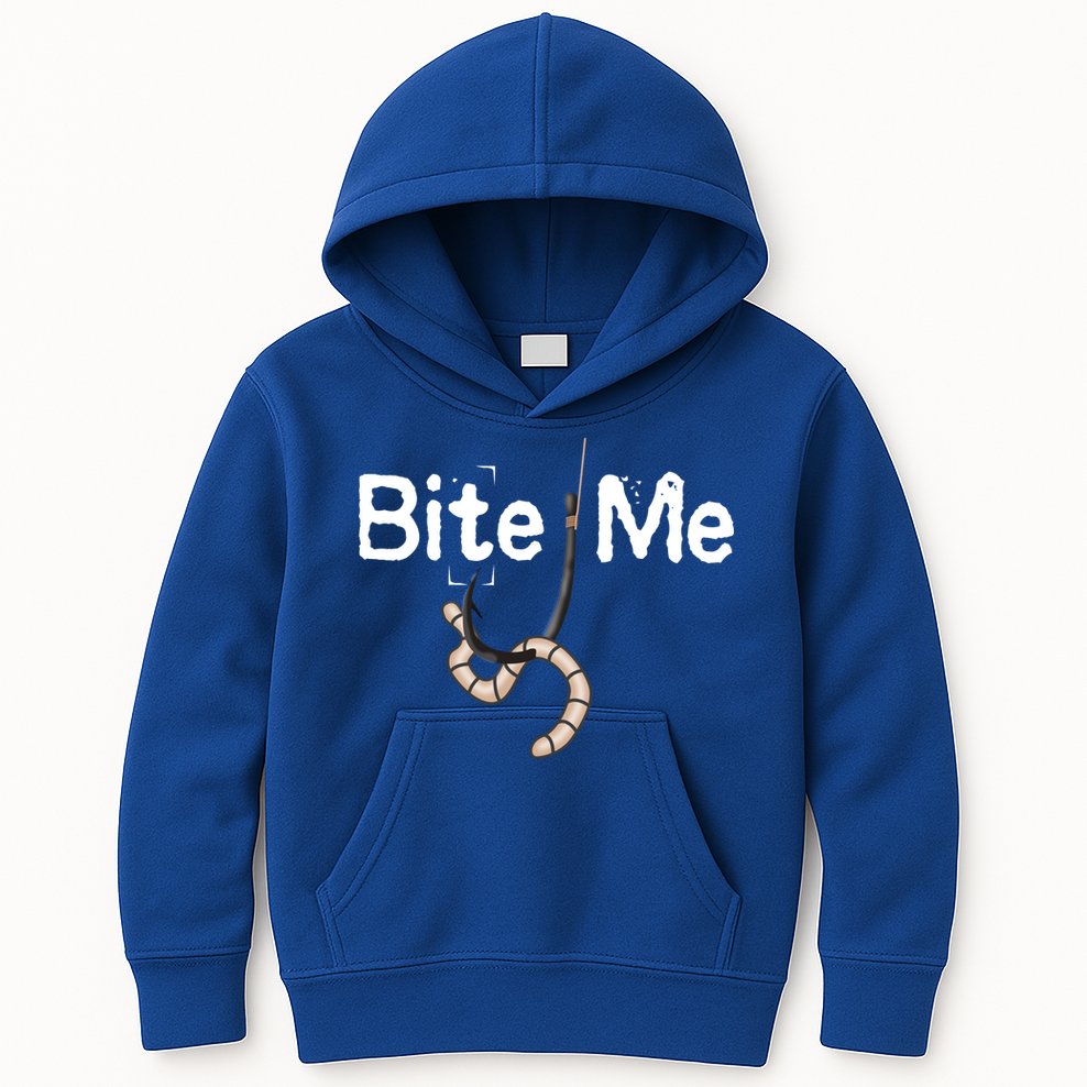 Bite Me Fish Hook Kids Hoodie
