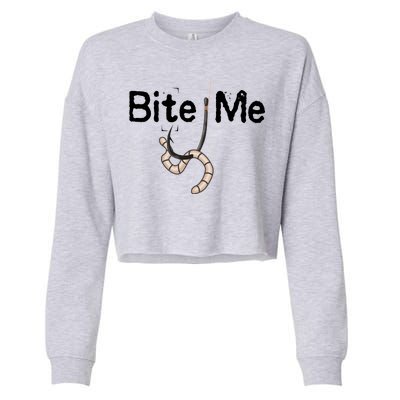 Bite Me Fish Hook Cropped Pullover Crew