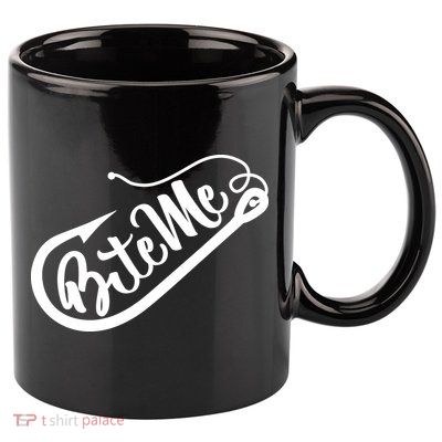 Bite Me Fish Hook Funny Fishing 11oz C Handle Ceramic Mug