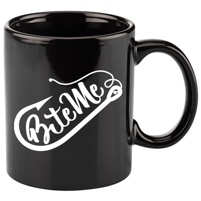 Bite Me Fish Hook Funny Fishing 11oz C Handle Ceramic Mug