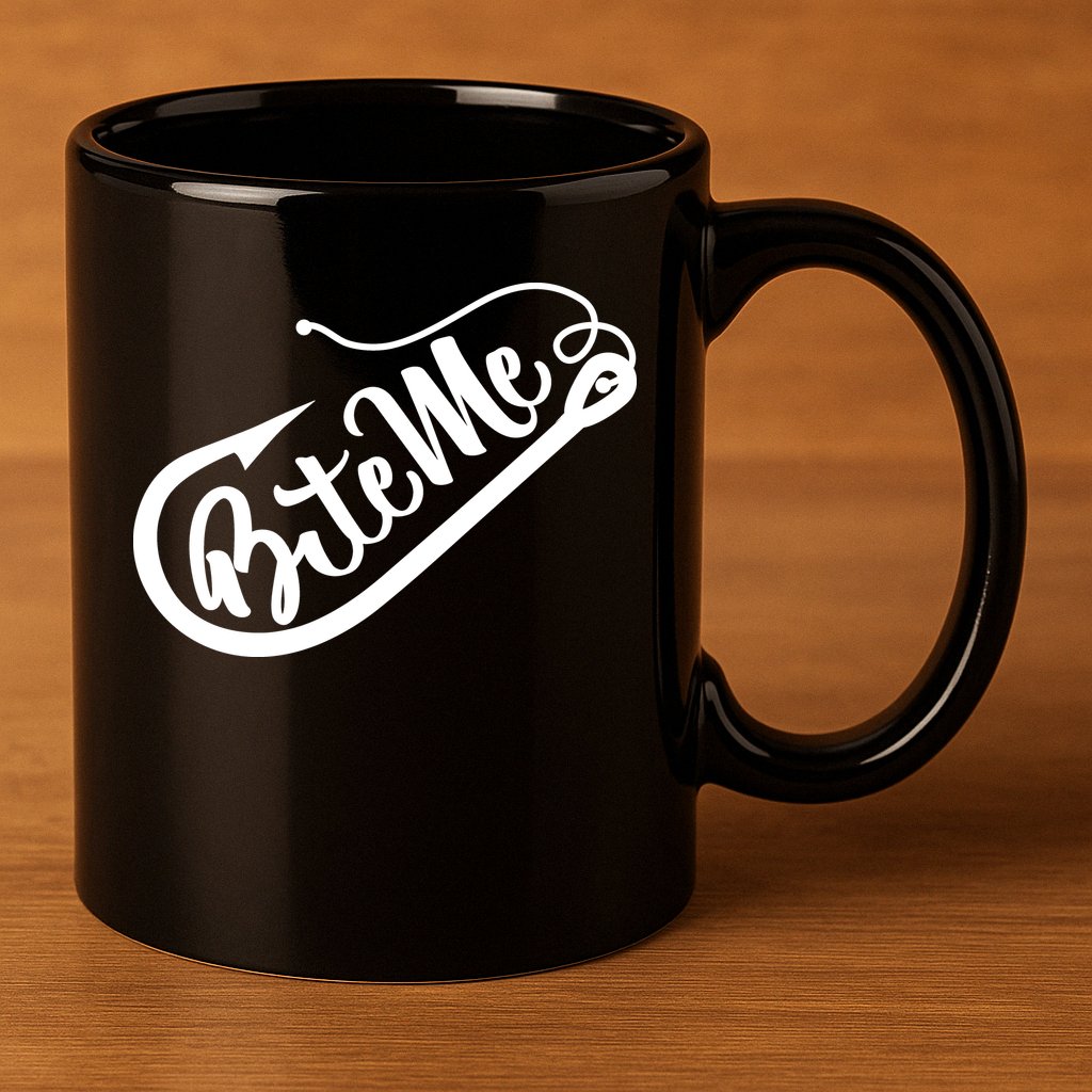 Bite Me Fish Hook Funny Fishing 11oz C Handle Ceramic Mug