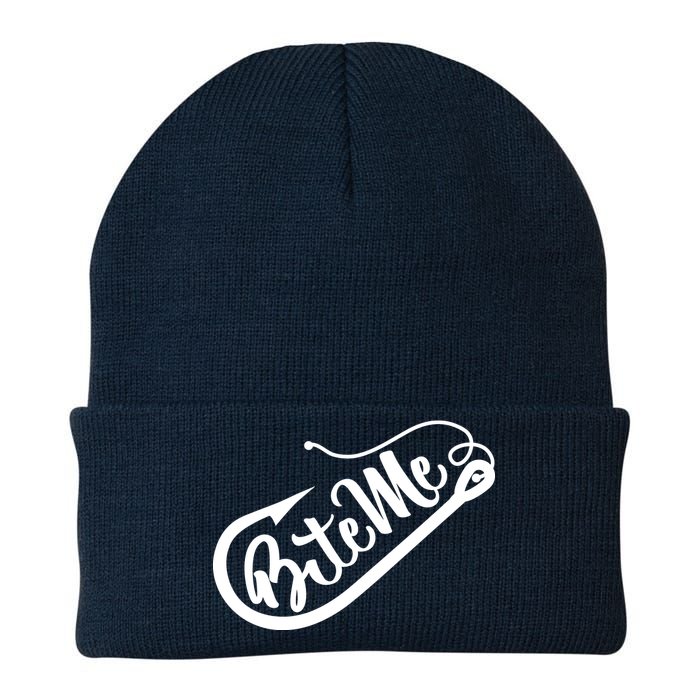 Bite Me Fish Hook Funny Fishing Knit Cap Winter Beanie