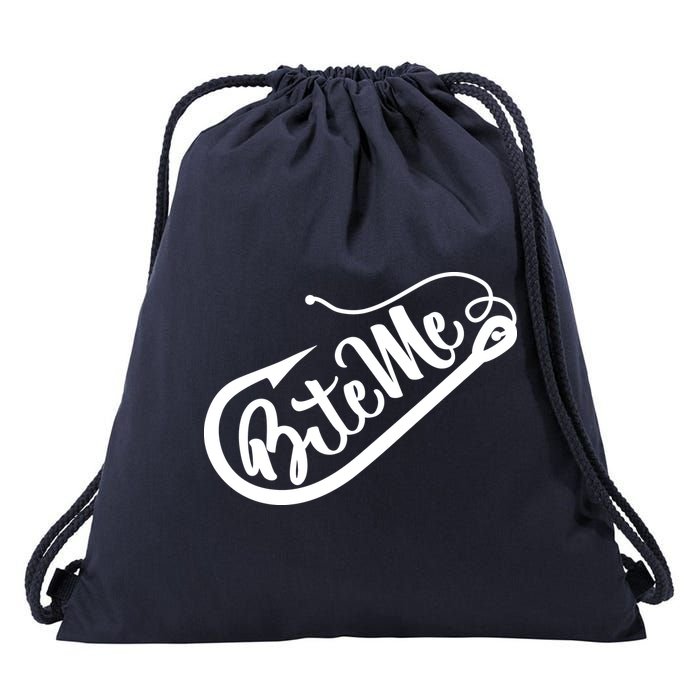 Bite Me Fish Hook Funny Fishing Drawstring Bag