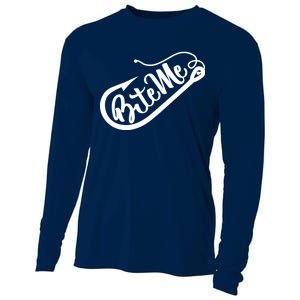 Bite Me Fish Hook Funny Fishing Cooling Performance Long Sleeve Crew