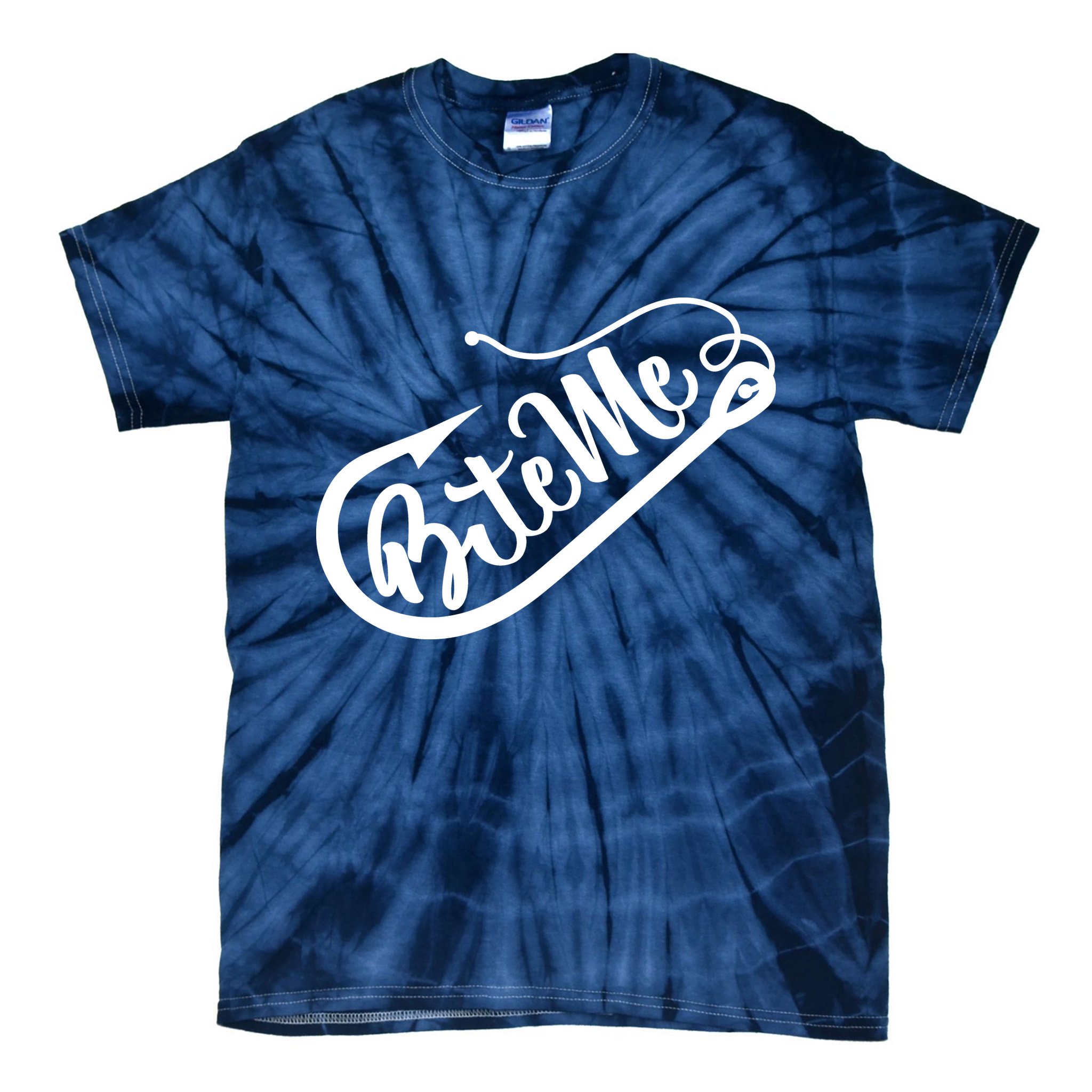 Bite Me Fish Hook Funny Fishing Tie-Dye T-Shirt