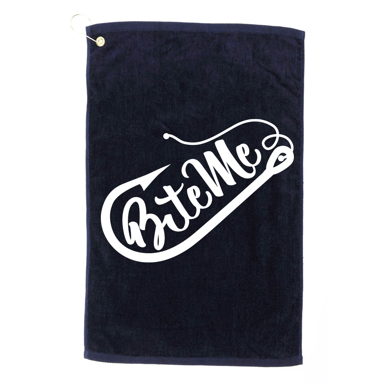 Bite Me Fish Hook Funny Fishing Golf Towel