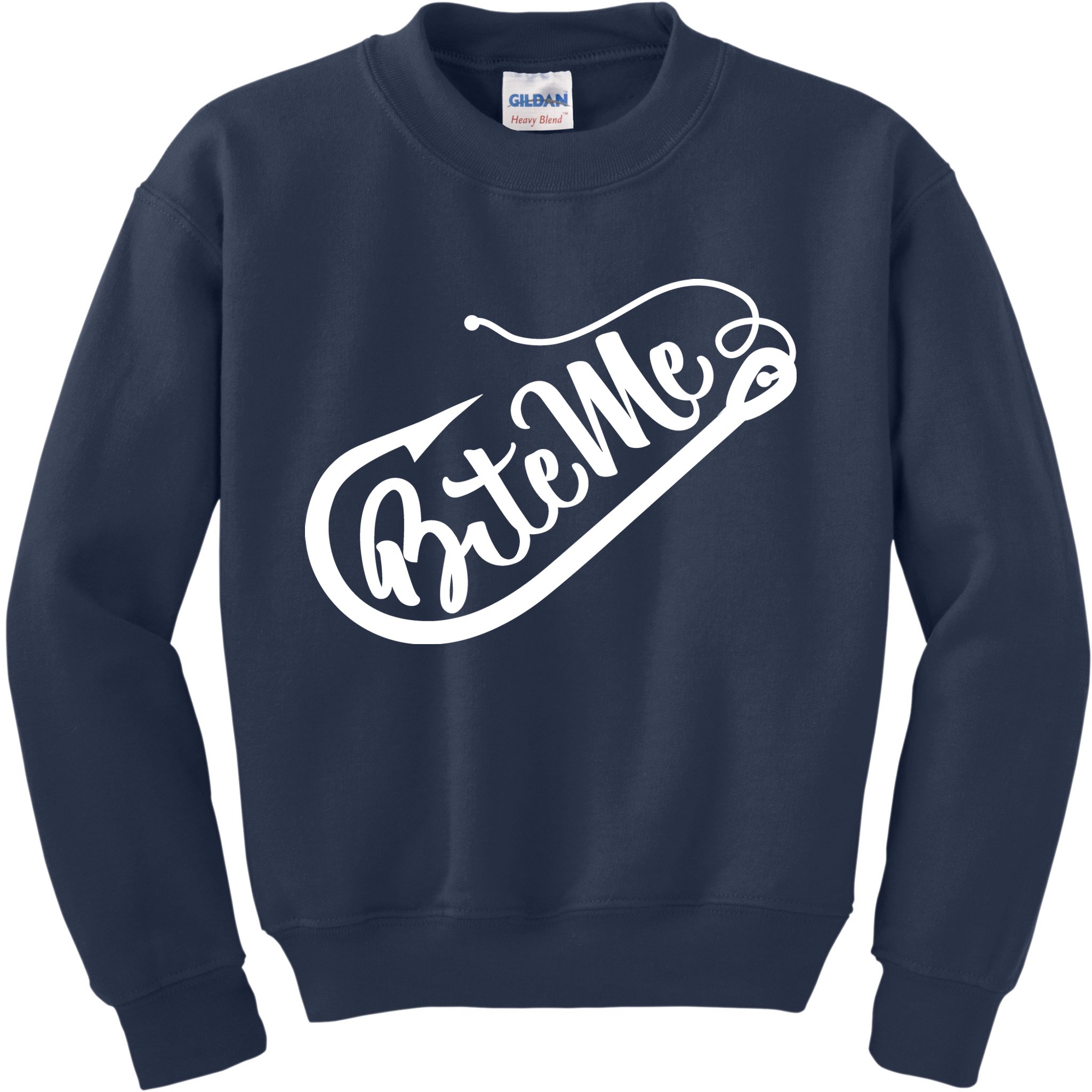 Bite Me Fish Hook Funny Fishing Kids Sweatshirt