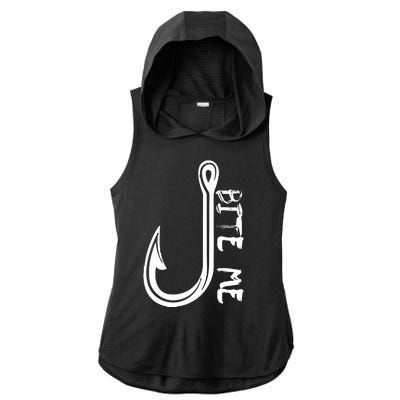 Bite Me Fishing Hook Ladies PosiCharge Tri-Blend Wicking Draft Hoodie Tank