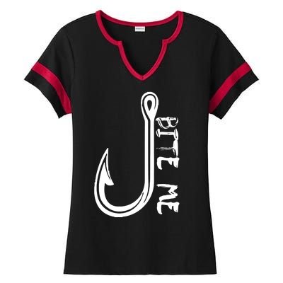 Bite Me Fishing Hook Ladies Halftime Notch Neck Tee