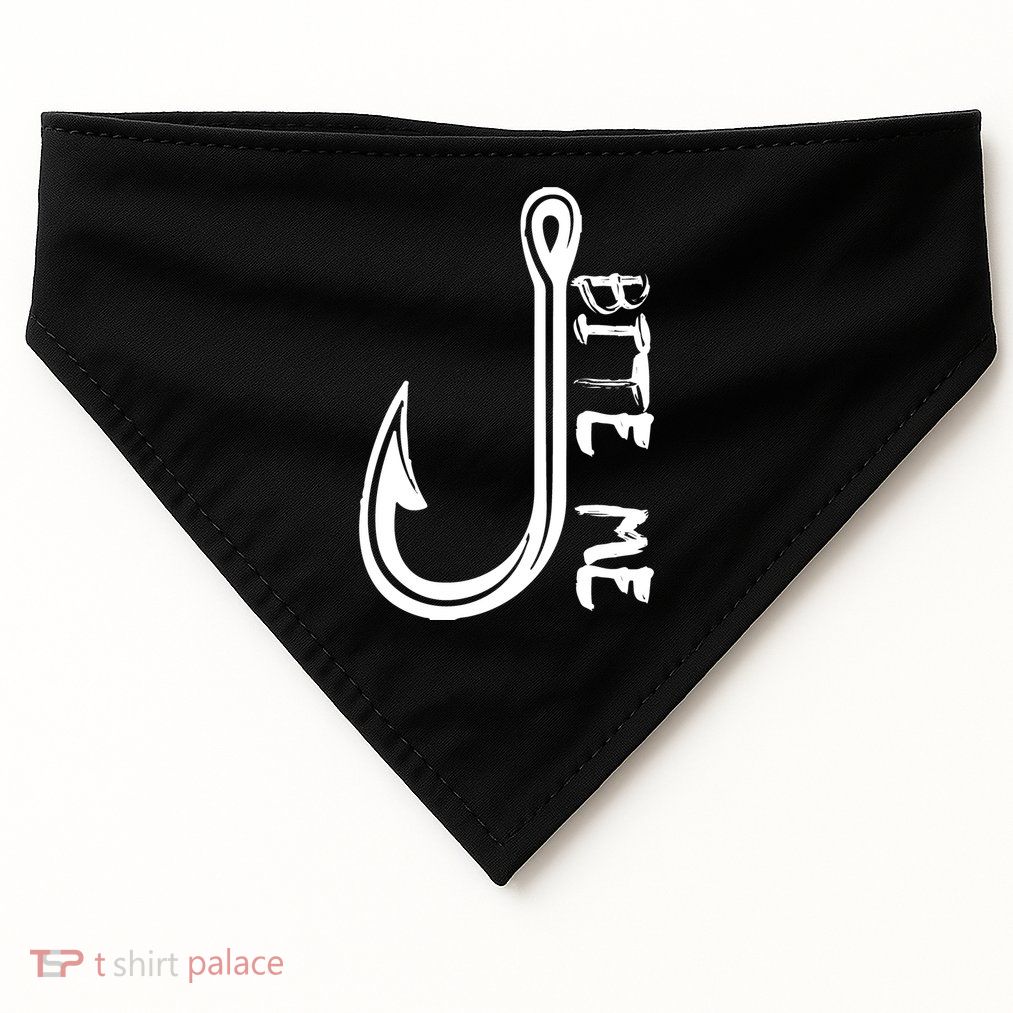 Bite Me Fishing Hook USA-Made Doggie Bandana