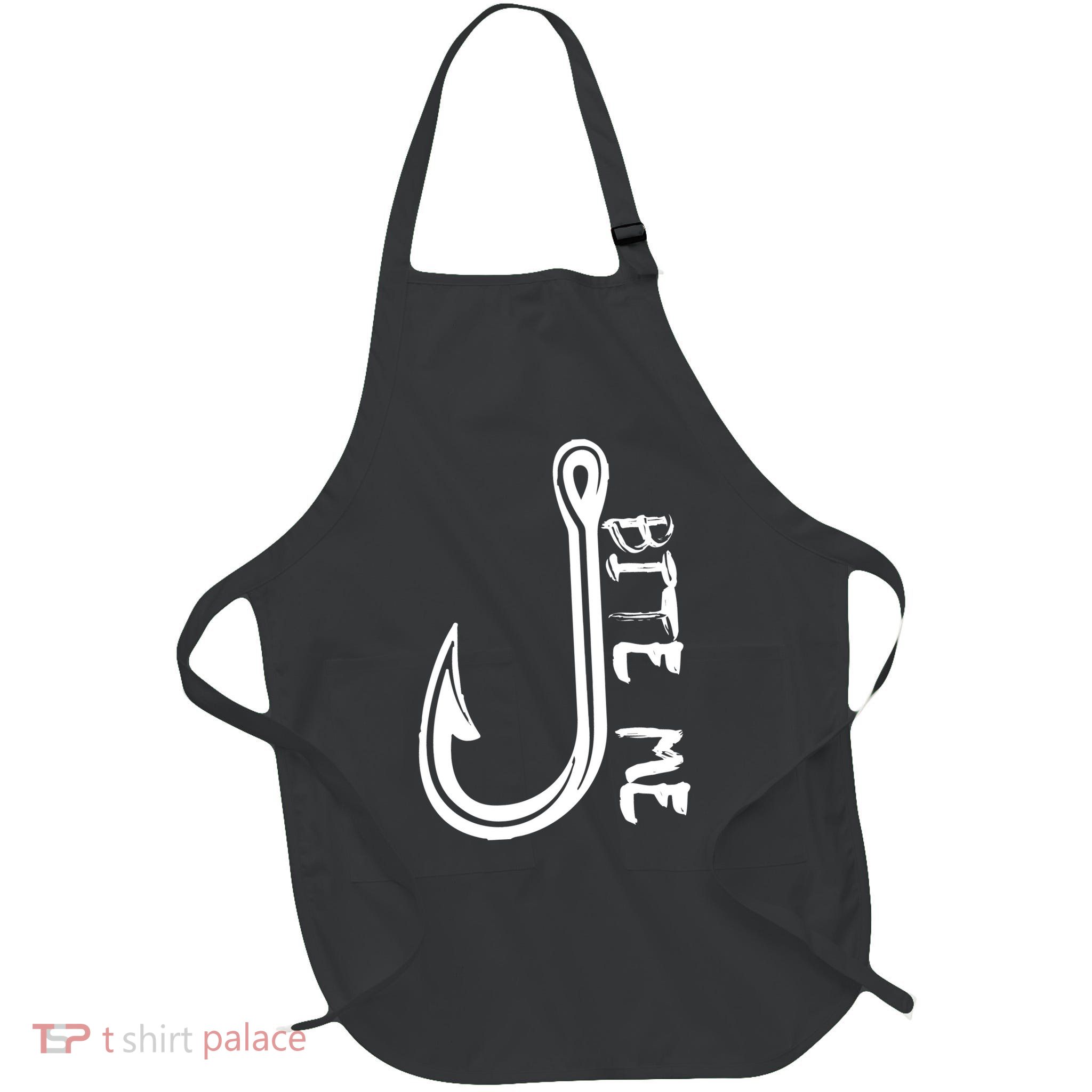 Bite Me Fishing Hook Full-Length Apron With Pockets