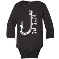 Bite Me Fishing Hook Baby Long Sleeve Bodysuit