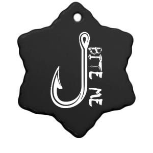 Bite Me Fishing Hook Ceramic Star Ornament