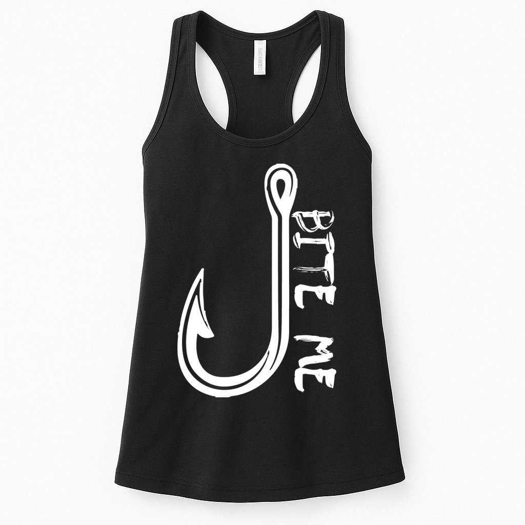 Bite Me Fishing Hook Womens Tank Top