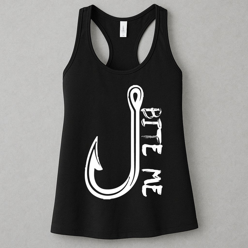 Bite Me Fishing Hook Womens Tank Top