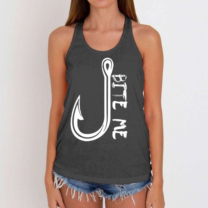 Bite Me Fishing Hook Women's Knotted Racerback Tank